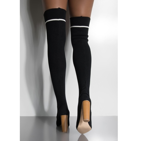 Last Size 8***🖤Black Thigh Strechy High Sock Boot - Picture 5 of 8